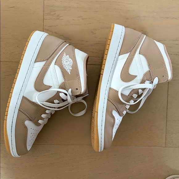 Nike Air Jordan Tan Light Brown and White High-Top Sneakers